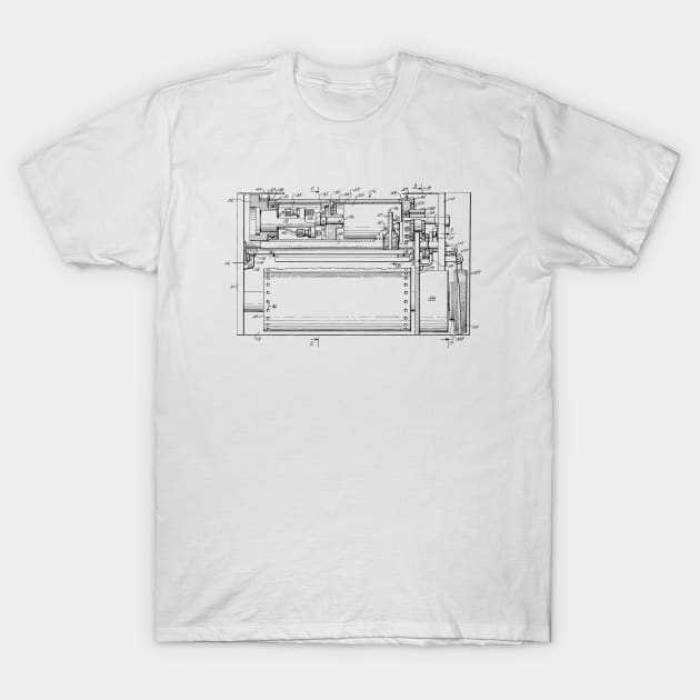 Driving and supporting means for high speed printing drum Vintage Patent Hand Drawing T-Shirt by TheYoungDesigns